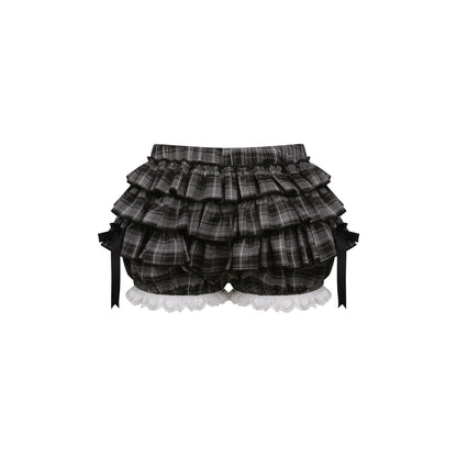 黒猫ドットキャミソール＋チェックケーキスカート