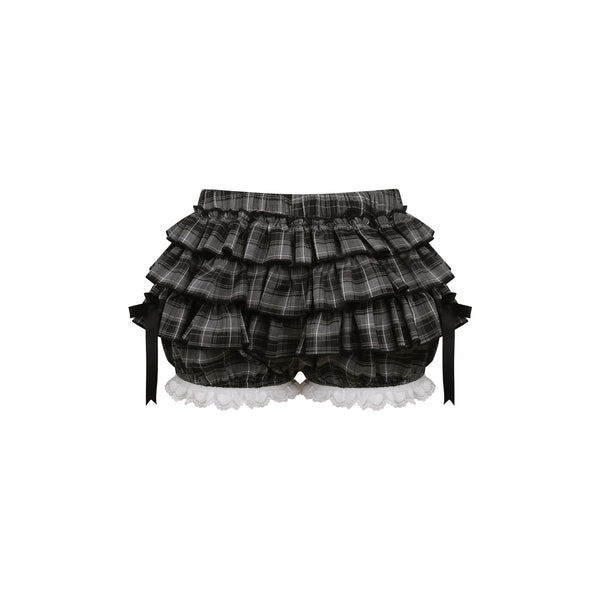 黒猫ドットキャミソール＋チェックケーキスカート