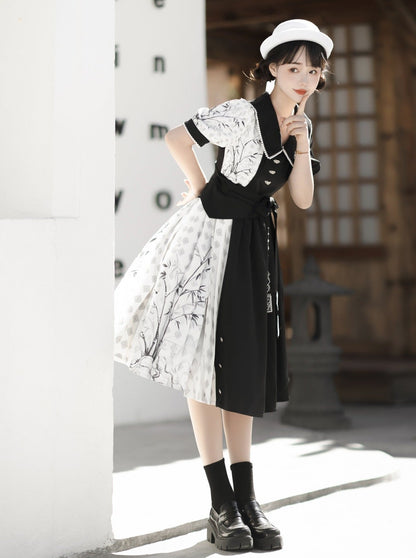 Asymmetrical design china dress