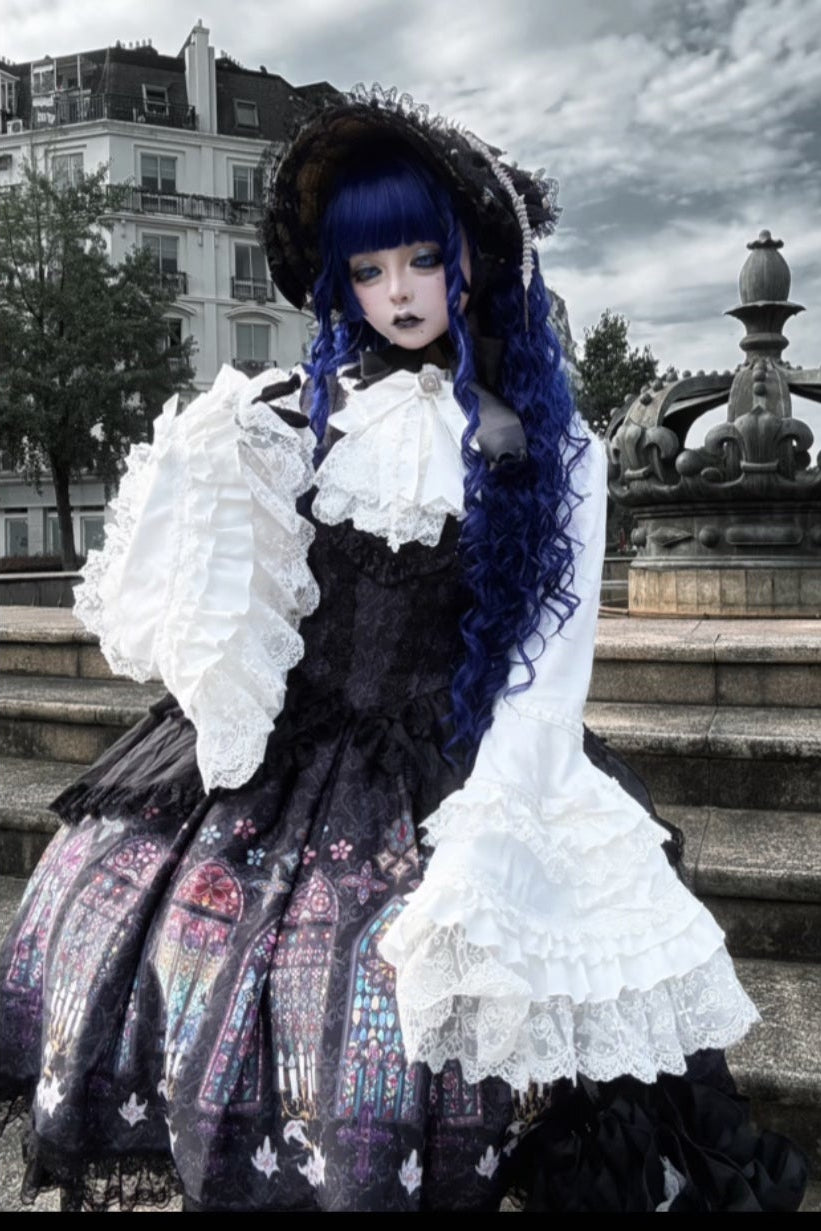 【9月28日予約締切】Gothic Lolita Stained Glass Lace Ruffle Corset JSK Dress