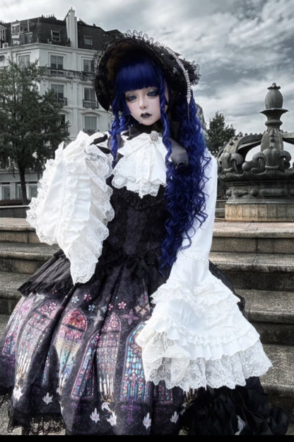 【9月28日予約締切】Gothic Lolita Stained Glass Lace Ruffle Corset JSK Dress