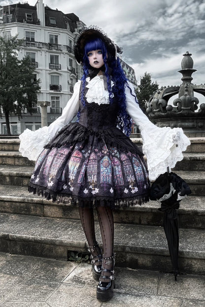 【9月28日予約締切】Gothic Lolita Stained Glass Lace Ruffle Corset JSK Dress