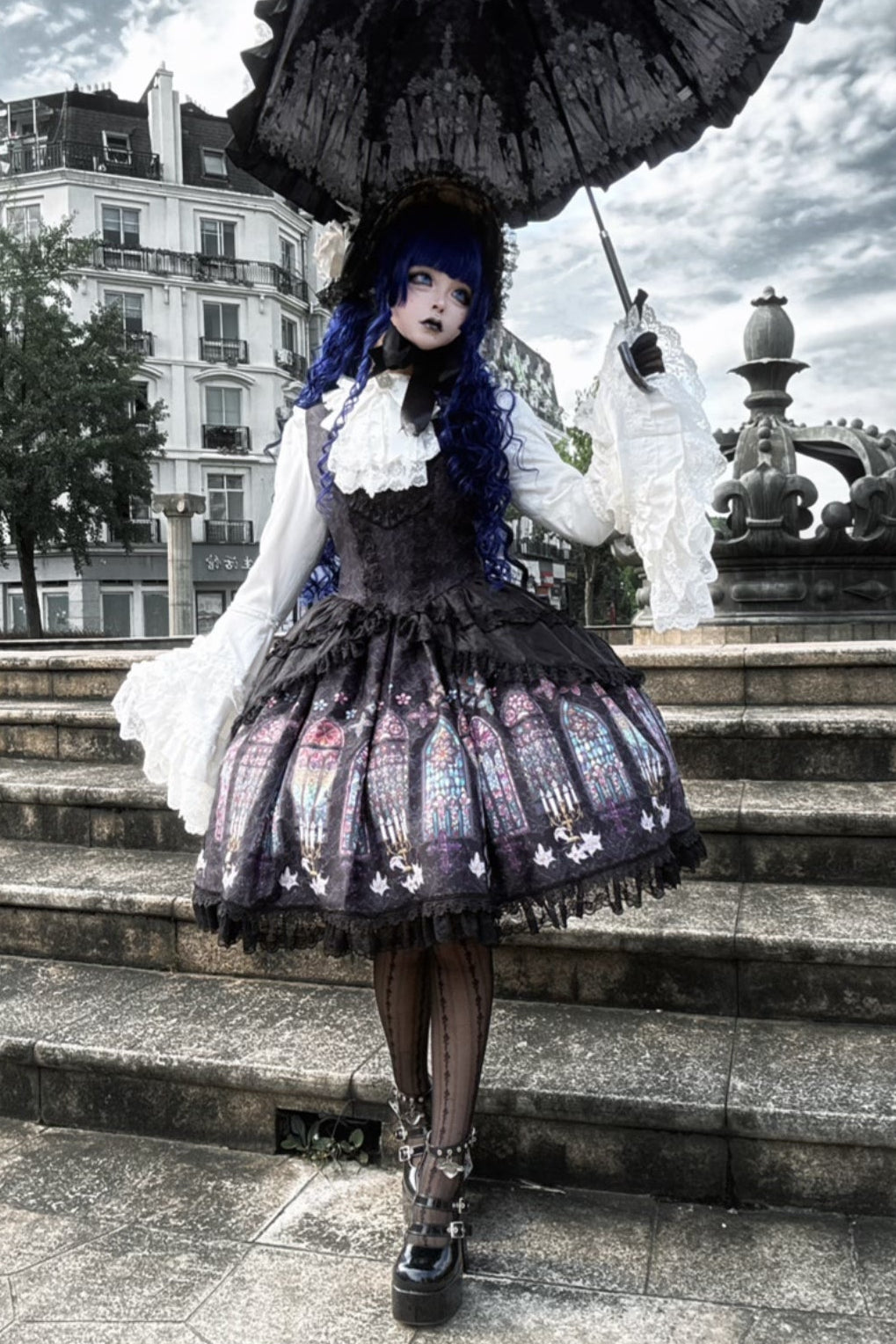 【9月28日予約締切】Gothic Lolita Stained Glass Lace Ruffle Corset JSK Dress