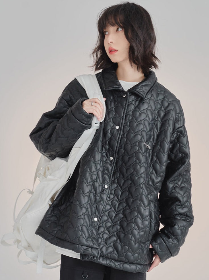 Heart Leather Quilted Jacket