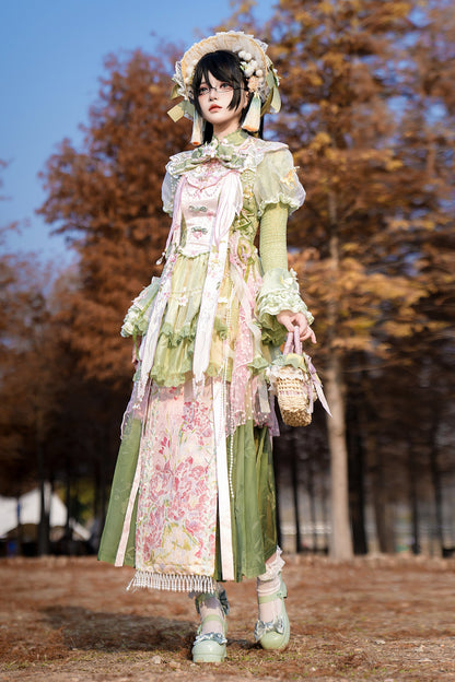 [Mar. 18th reservation deadline] China Lolita Pink Green Horse Face Two Piece Set Complete