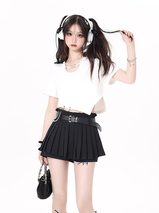 バタフライチェーンイレヘムポロカラーTシャツ