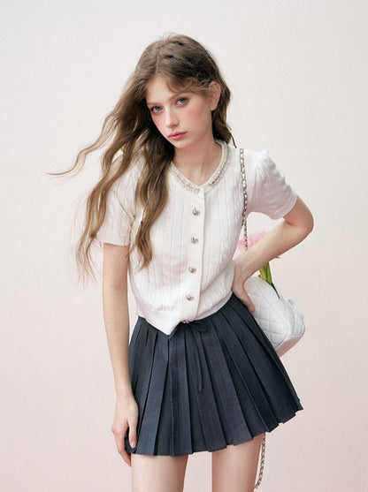French pleated short skirt