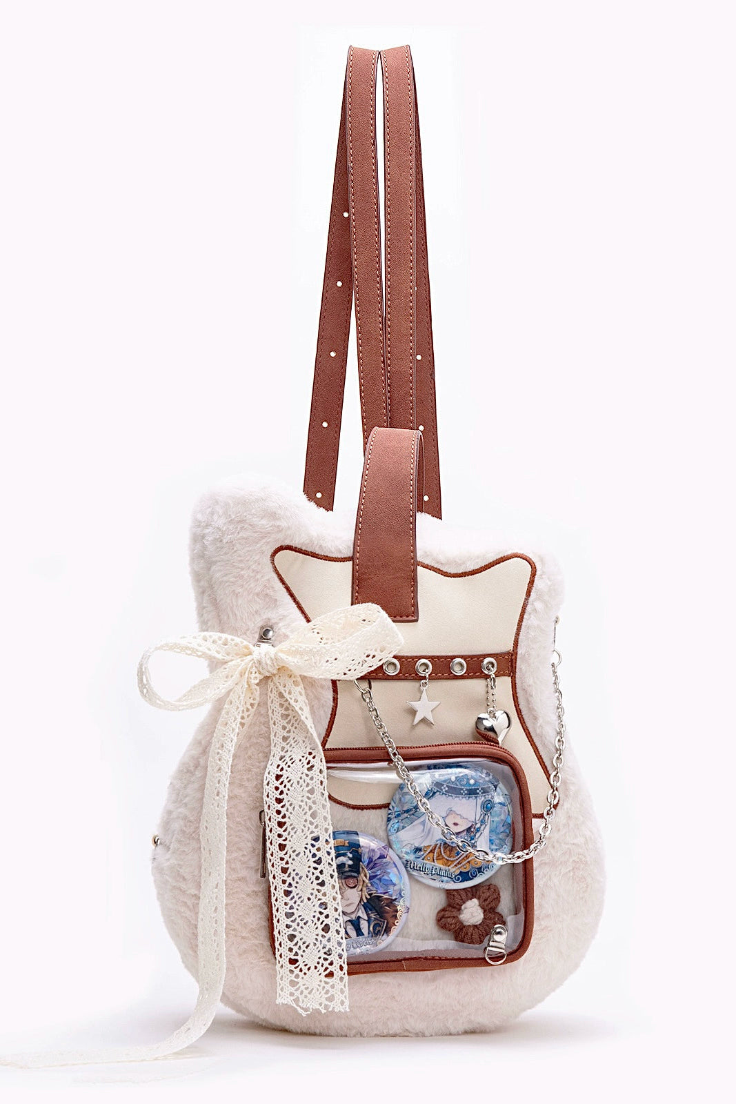 HIATUS original plush guitar pain bag creative contrast sweet cool chain shoulder crossbody backpack sweet love bag