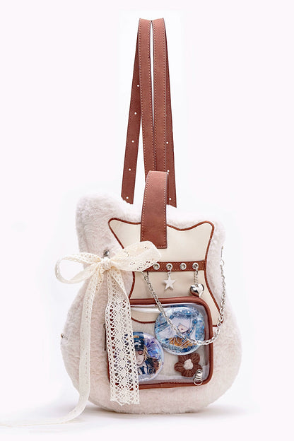 HIATUS original plush guitar pain bag creative contrast sweet cool chain shoulder crossbody backpack sweet love bag