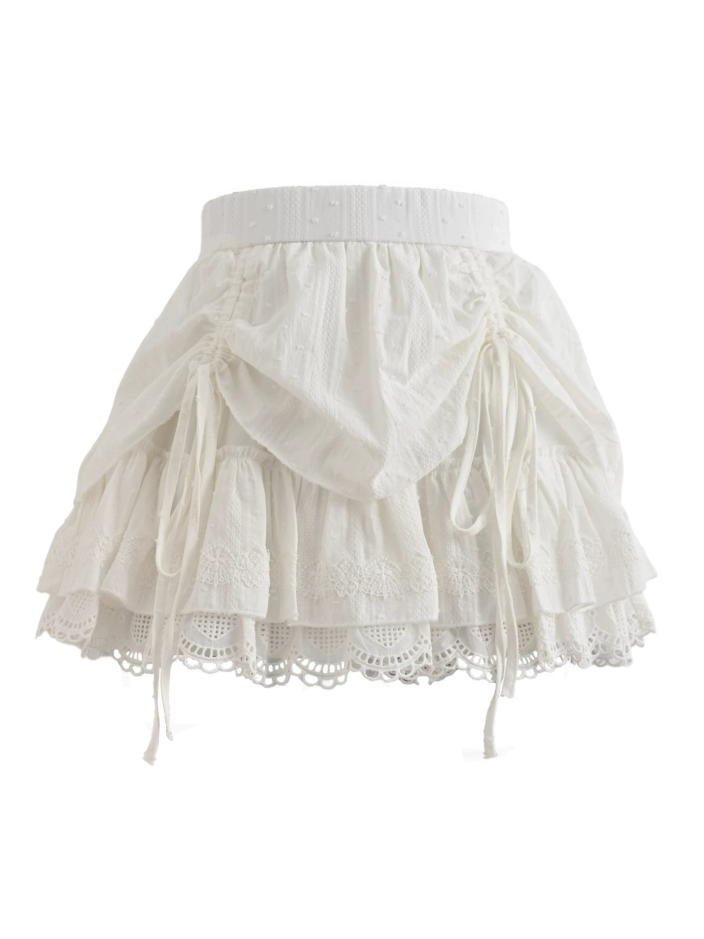 Cotton Lace Tiered Skirt