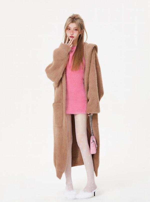 ミンクフリースセーターロングコート