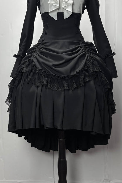 【3月6日予約締切】ダークゴシックブラックコルセットレイヤードプルアップスカート