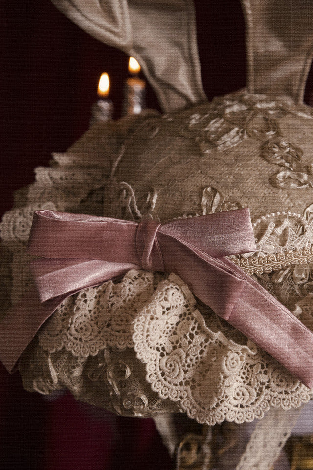 French Rococo Elegant Rabbit Ear Cap + Mesh Flat Cap + Mesh Bow Cap