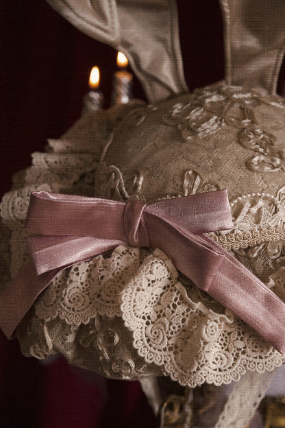 French Rococo Elegant Rabbit Ear Cap + Mesh Flat Cap + Mesh Bow Cap