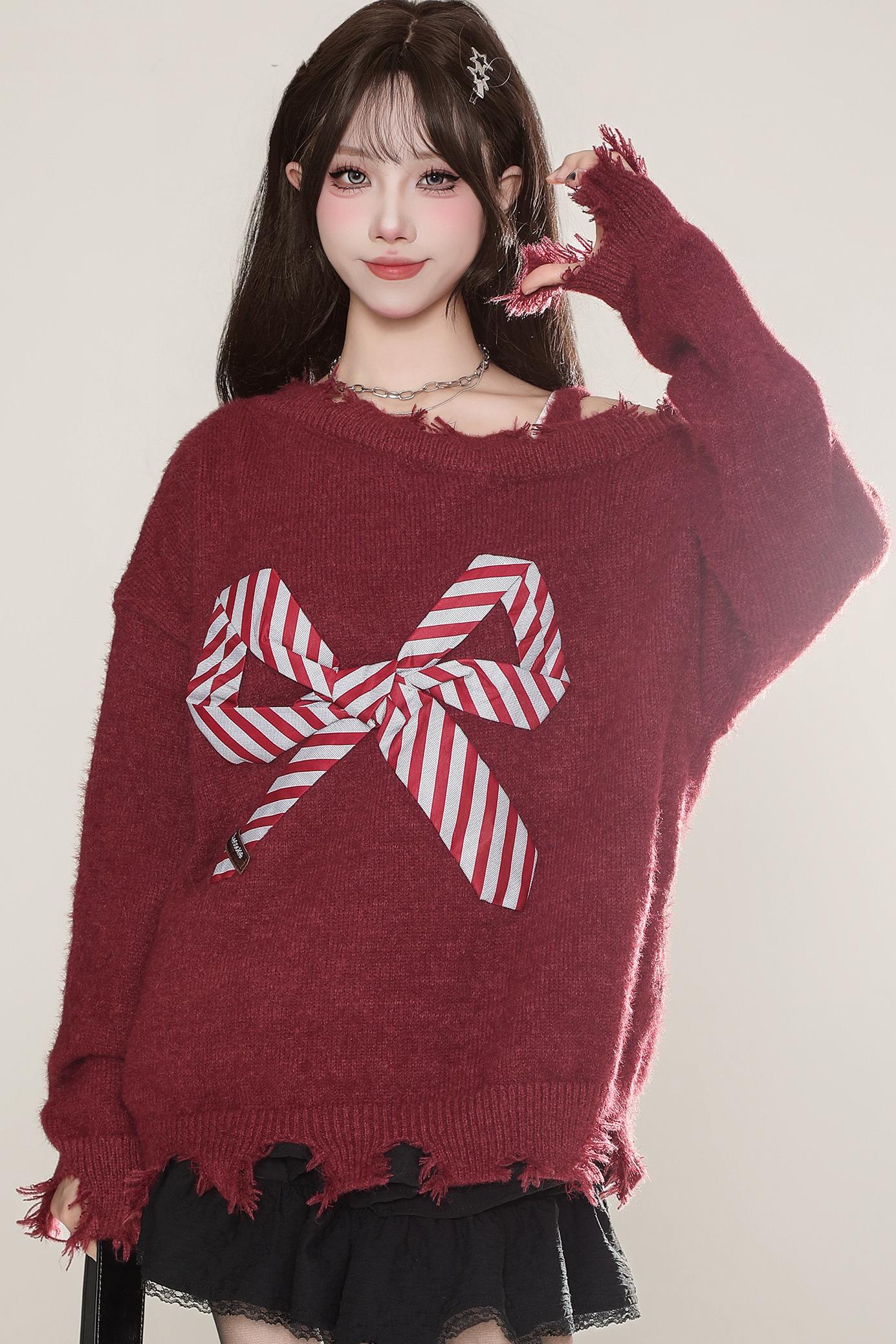 Holiday Mohair Bow Detail Sweater