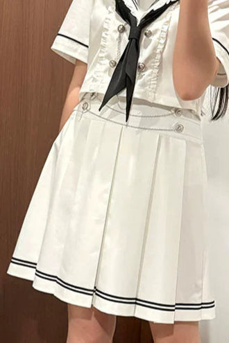 Sailor collar top + pleated skirt