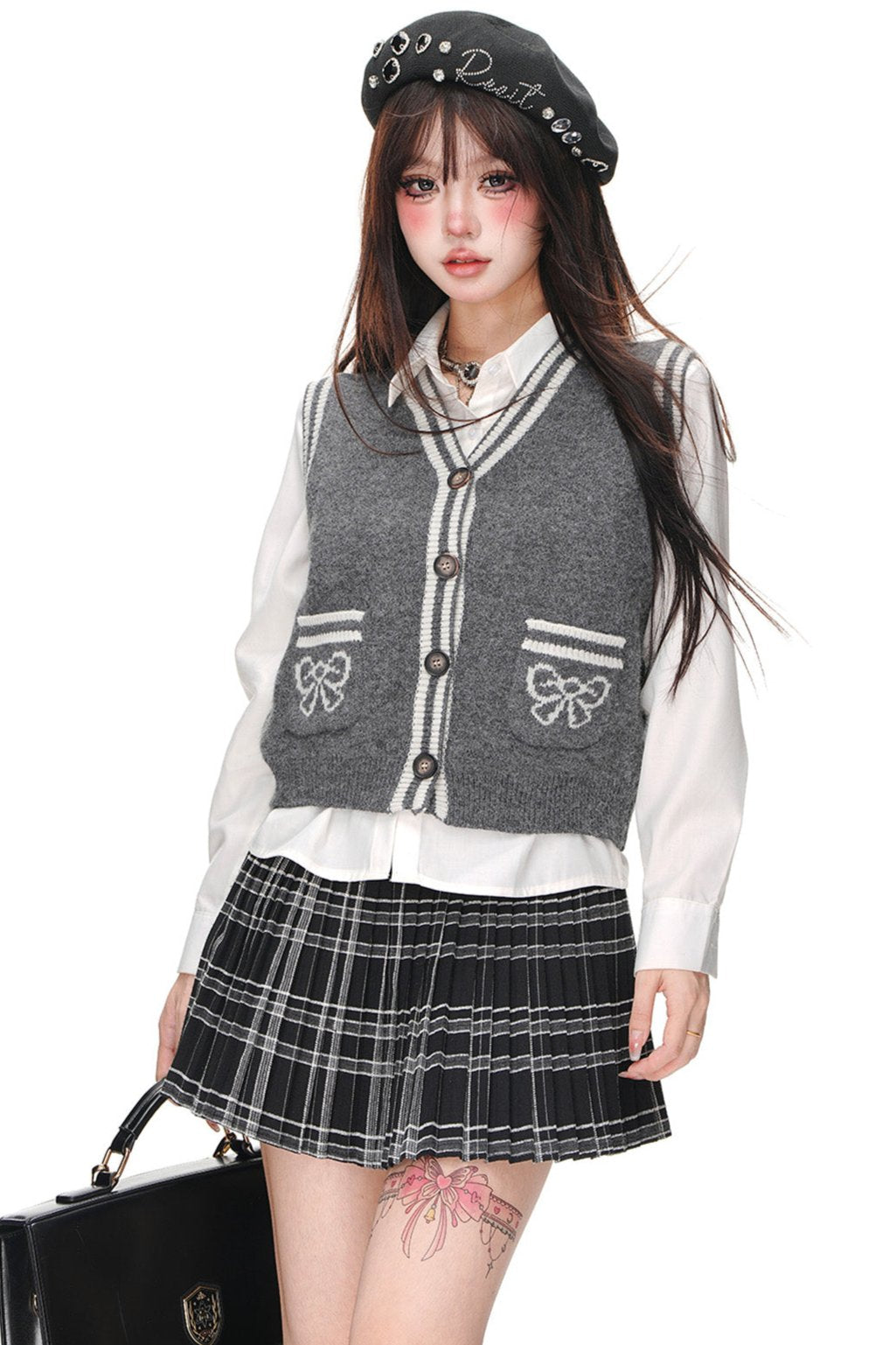 Lazy Style Sailor Suit Cardigan+ Vest