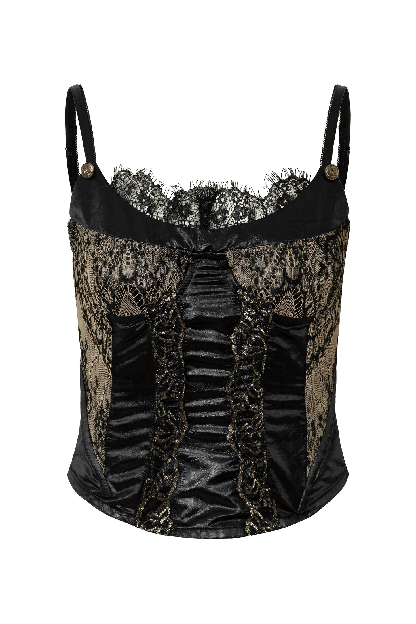 레트로 레이스 새틴 바스티에르 캐미솔