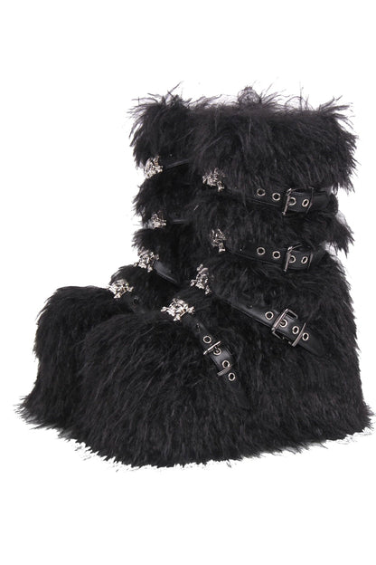 Punk Furry Buckle Boots