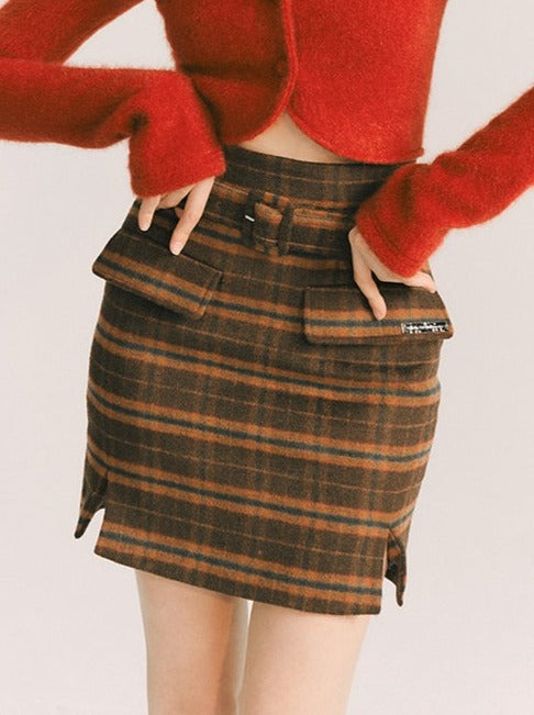 Welsh Check Wool Skirt