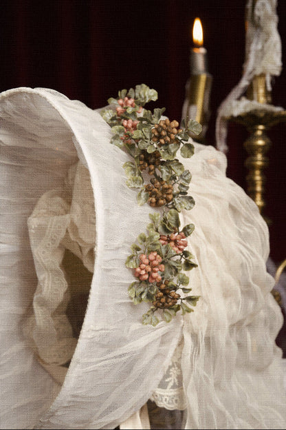 French Rococo Elegant Rabbit Ear Cap + Mesh Flat Cap + Mesh Bow Cap