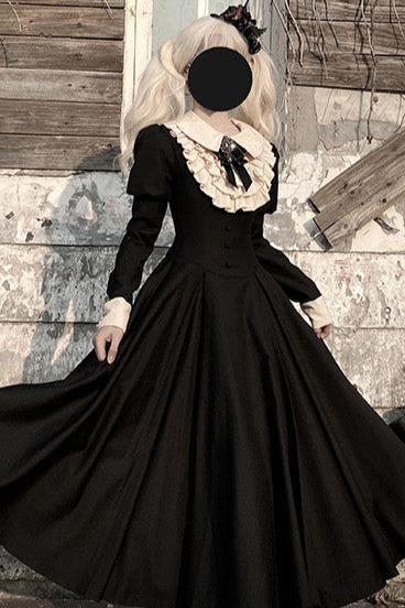 [Reservation deadline on November 22] Dark Elegant Classical Ribbon Long Dress