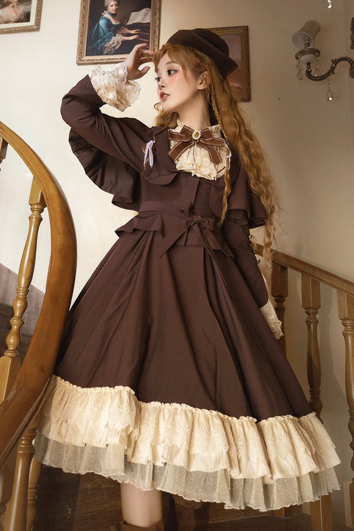 [Reservation deadline on October 22] Aria Elegant College Style Princess Sleeve Dress Suit