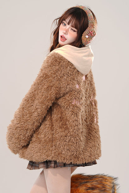 Loose fit lamb wool coat