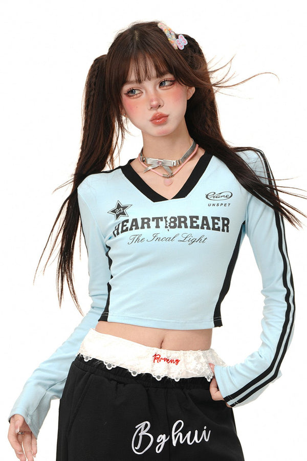 クールストレッチロングスリーブクロップトップ