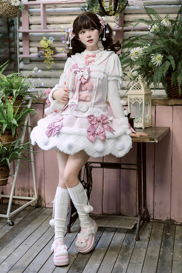 [Deadline for reservations: December 8] Floss Sugar Rabbit Fur Ball Ribbon Suspender Dress