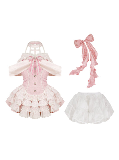Mary Sweetheart Jacquard Dress + Ribbon + Skirt