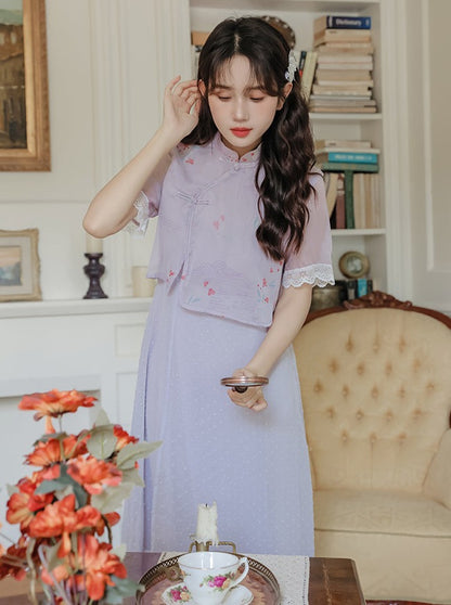 Sheer Purple Chinese Dress