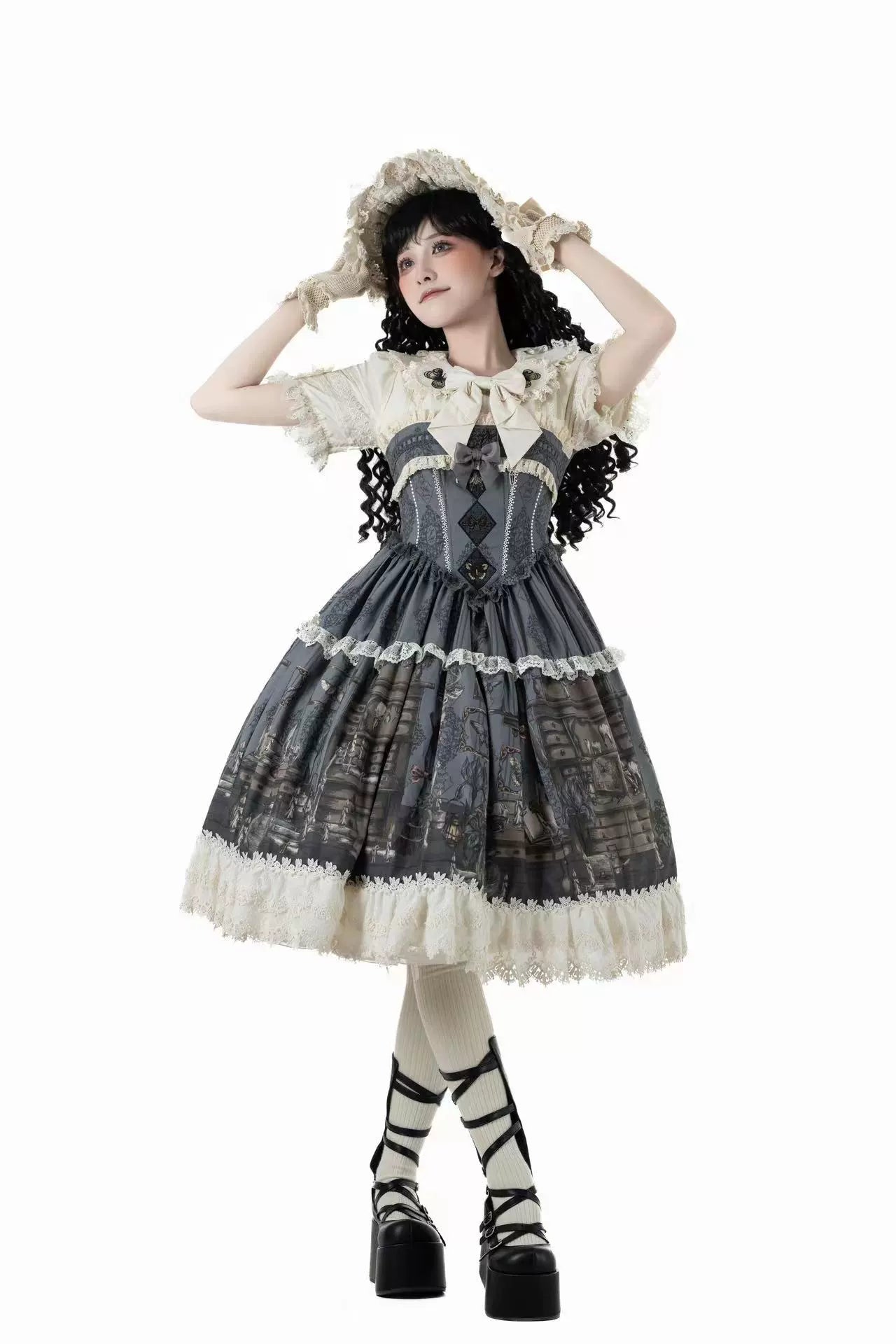 スペルコレクションルームステッチフェイクツーピースドレス