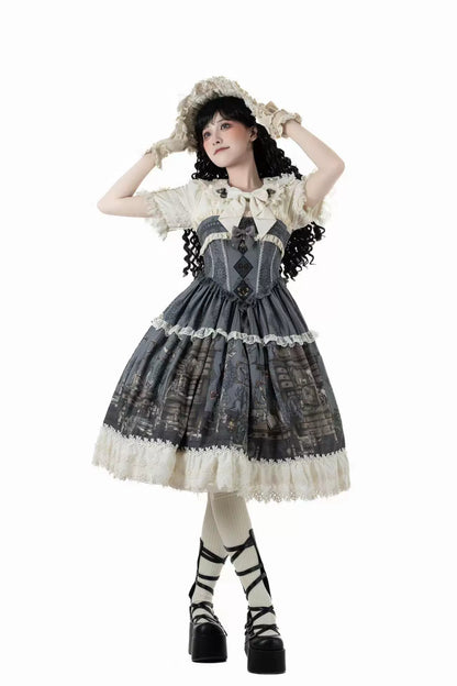 スペルコレクションルームステッチフェイクツーピースドレス