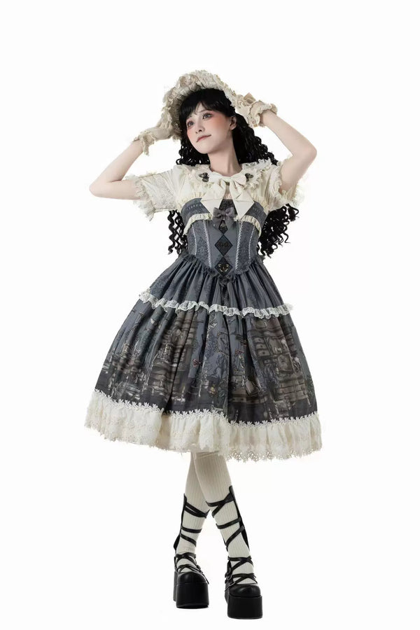 スペルコレクションルームステッチフェイクツーピースドレス