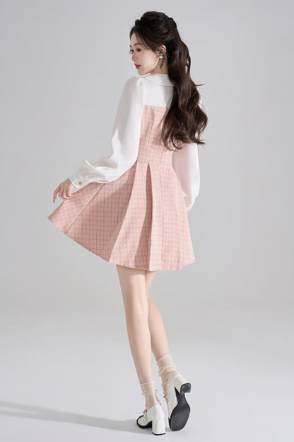 フローラルウエストラインピンクワンピース