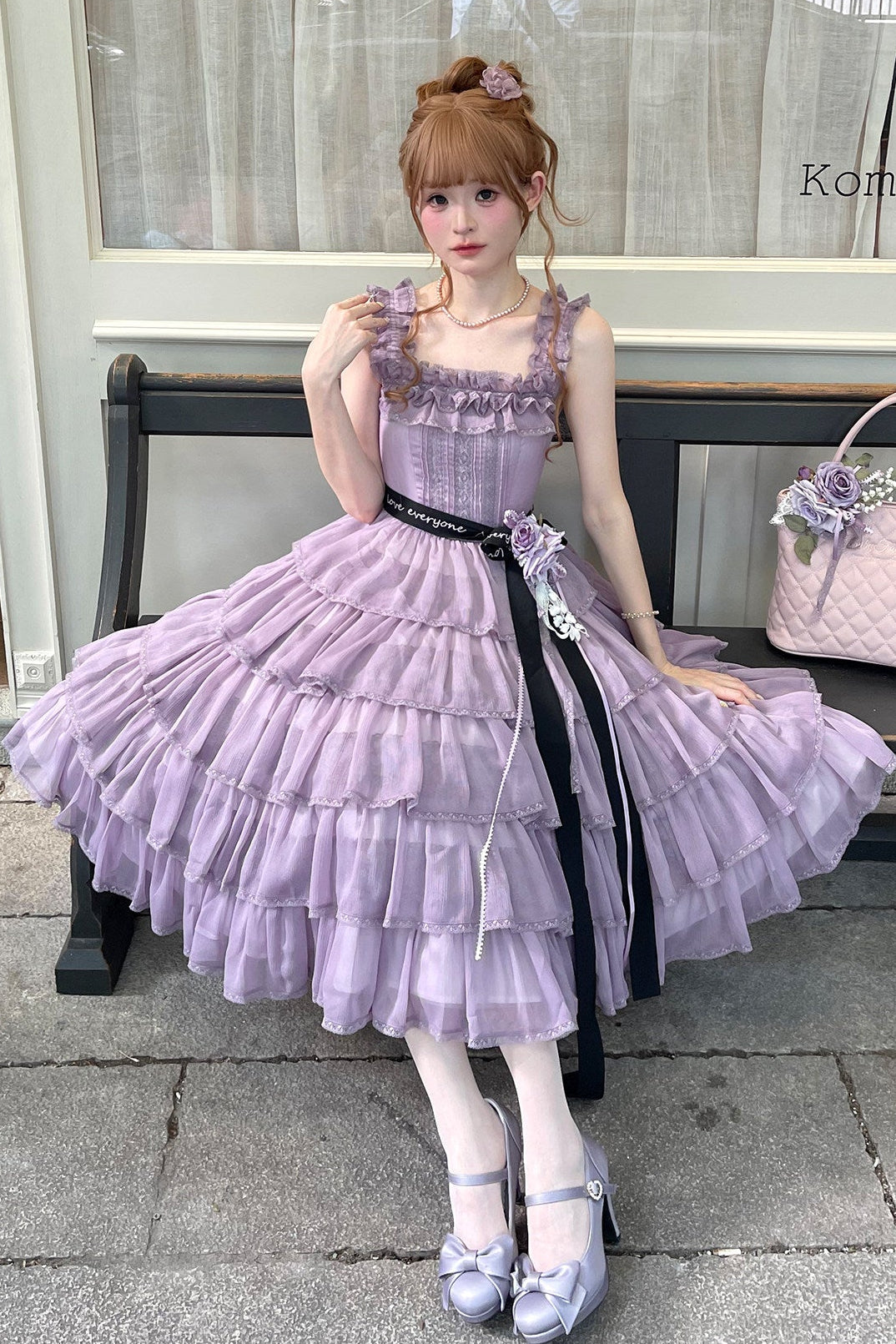 [Pre-order Deadline: July 31] Romantic Sweet Lolita Square-Neck Tiered JKS Ribbon Dress