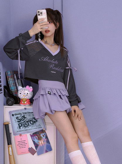 Logo slim ribbon short top