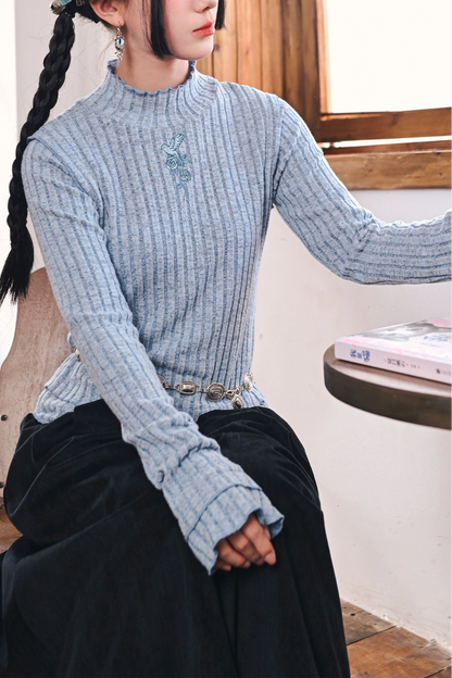 Ribbed Turtleneck Tops
