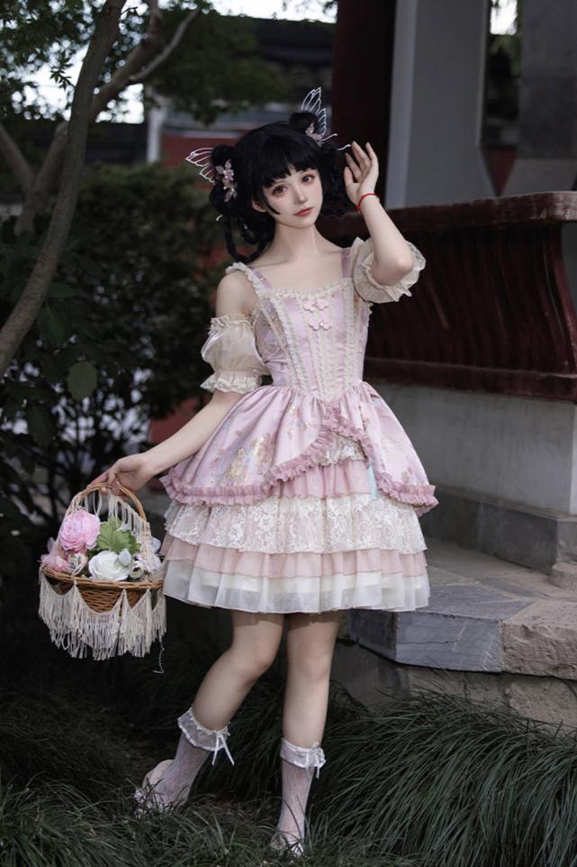 Sweet Suspender Dress + Chinese Set + Necklace + Inner + Sleeve