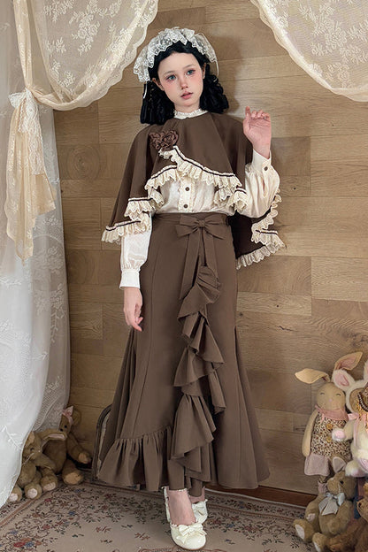 【12月23日予約締切】トワイライトレインロマンティックローズハイネックカラー付きフリルケープ