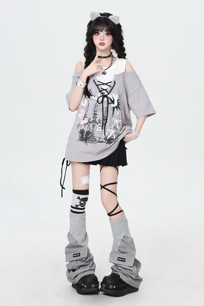 Crazy Girl Off-Shoulder Loose Top