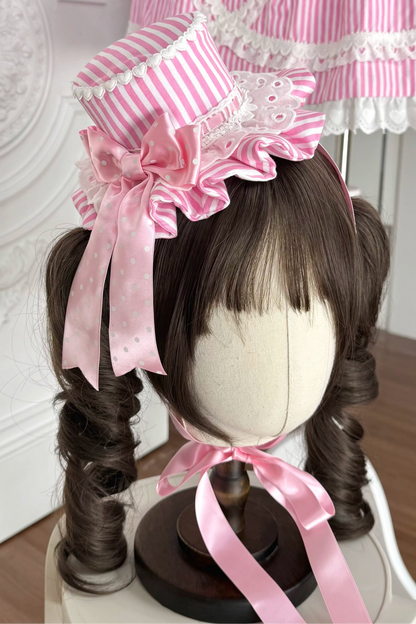 [Vorbestellung] Retro-Puppenartiges Lolita-Kleid + Haarband + Clip + Haube + Hut