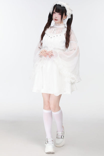 地雷バードサスペンダードレス＋シアースリーブトップス