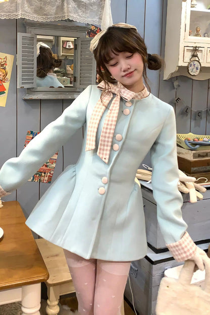 Retro Girly Ice Mint Blue Coat