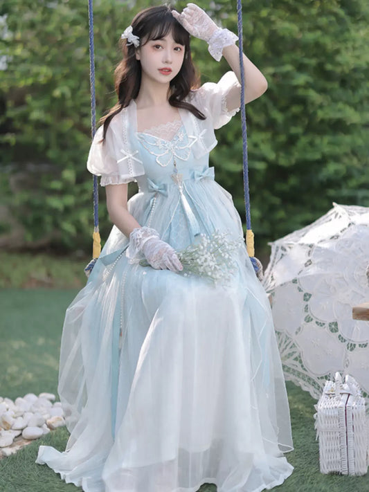Original innovative Dragon Girl Lolita Chinese style JSK slip dress set gradient elegant cla dress