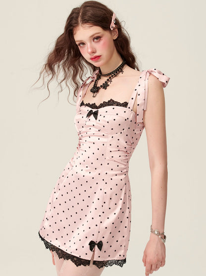 Peach Girl Pink Dot Sweet Dress