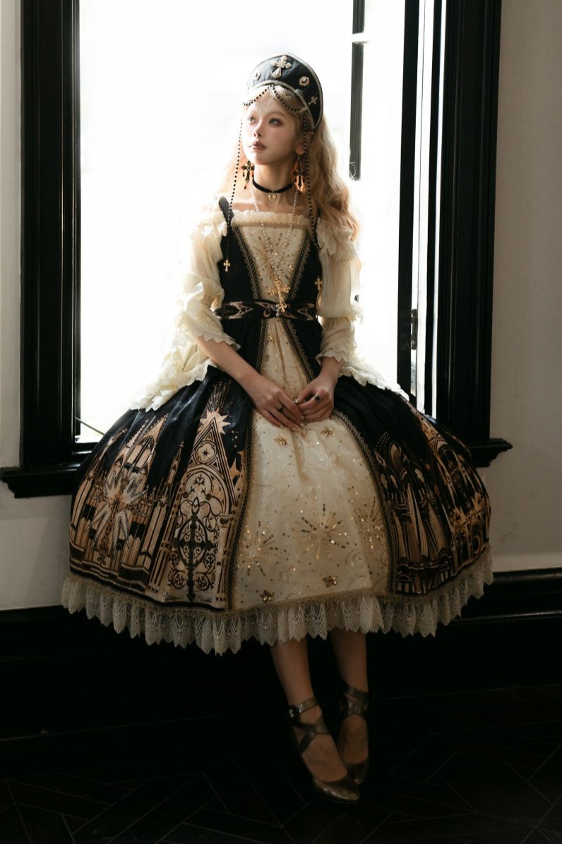 Sanctuary Gothic Print Suspender Dress