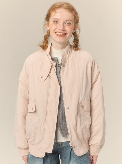 Pastel Short Stand Collar Cotton Jacket