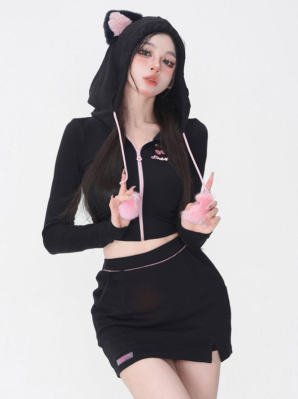 Cat Parka + Slit Skirt